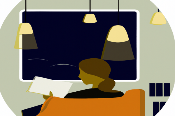 An illustration of a reader enjoying Educated by Tara Westover in a cosy interior